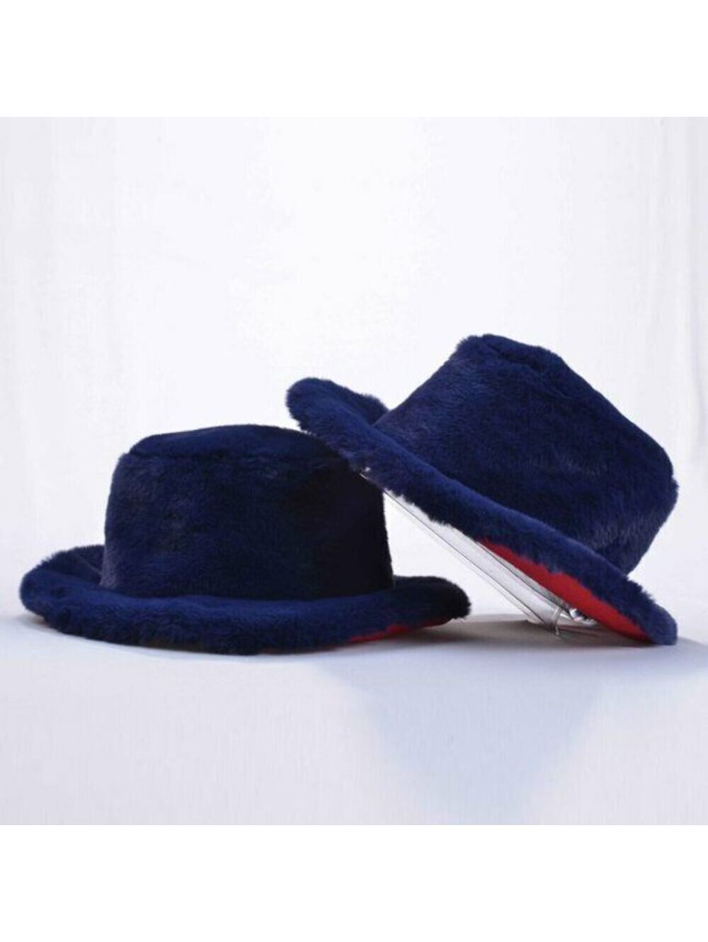 Men's Fashion Navy | Red Bottom Faux Fur Hat